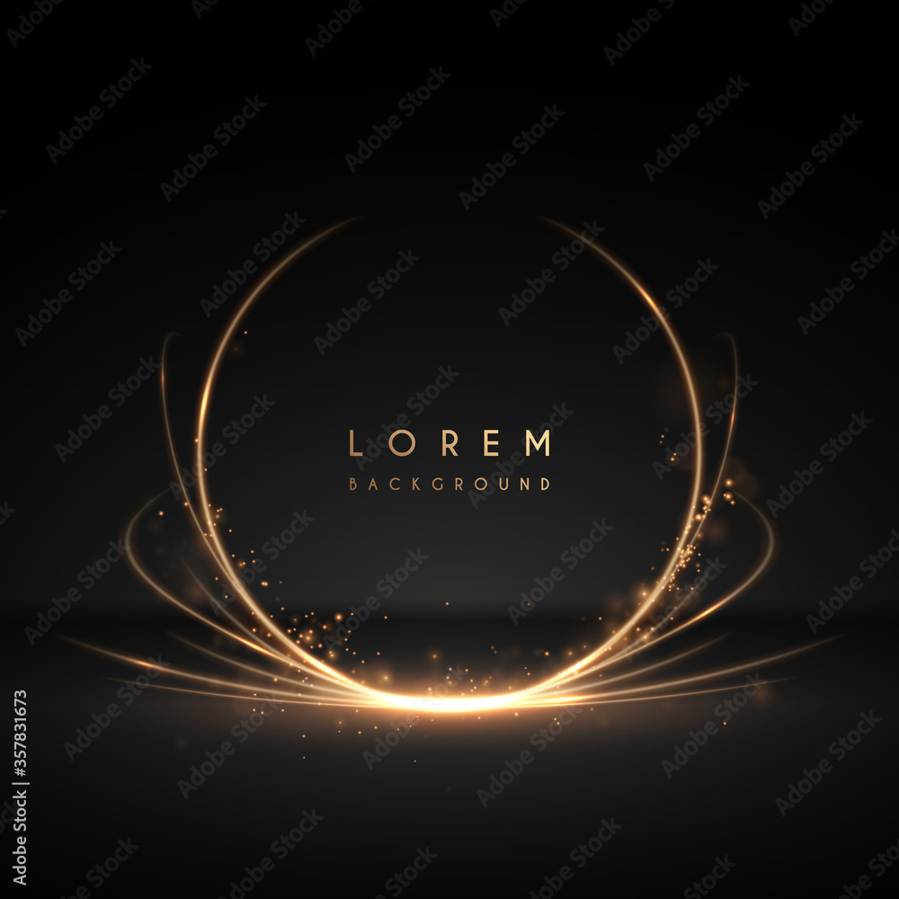 Abstract gold light circle luxury effect on black background Stock ...