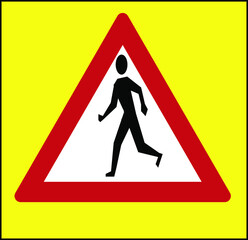 Illustration of traffic sign to represent 'PEDESTRIAN CROSSING'