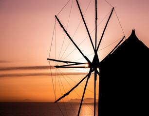 Windmill at sunset black