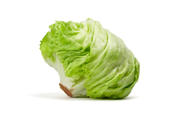 Wall Mural - Crisphead lettuce, one whole head of iceberg lettuce, leafy green vegetable isolated on white background