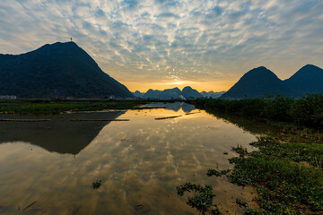 the bac son valley of vietnam at sunset