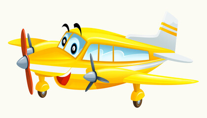 Wall Mural - cartoon happy plane machine on white background - illustration