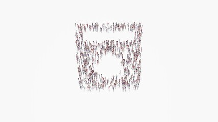 Wall Mural - 3d rendering of crowd of people in shape of symbol of water on white background isolated