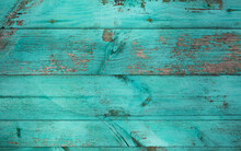 Weathered Blue Wooden Background Texture. Shabby Wood Teal Or Turquoise Green Painted. Vintage Beach Wood Backdrop.