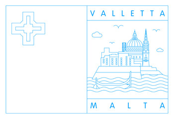 Wall Mural - Valletta and Malta flag vector illustration and typography design, Malta 