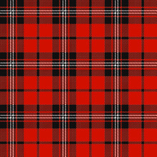 Tartan (plaid) Seamless Pattern. White And Black Color. Red Background