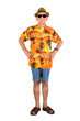 © Creativa Images - Old man wears summer clothes and stands on studio
