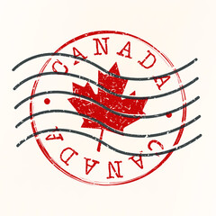 Canada Stamp Postal. Silhouette Seal. Passport Round Design. Vector Icon. Design Retro Travel. National Symbol.