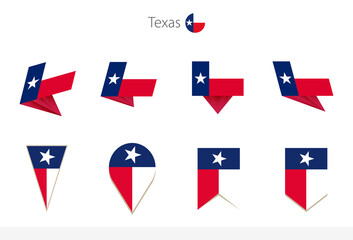 Wall Mural - Texas US State flag collection, eight versions of Texas vector flags.