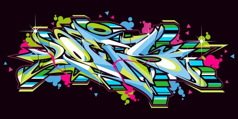 Wall Mural - Abstract Word Lets Graffiti Style Font Lettering Vector Illustration