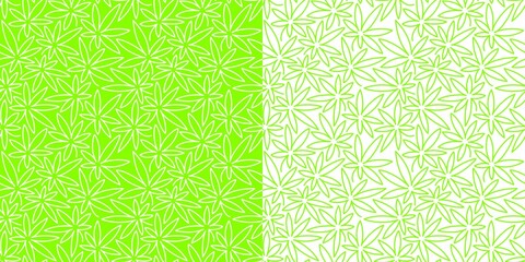 Wall Mural - Abstract Seamless Green Pattern With Cannabis Leaves. Vector Illustration.