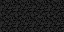 Dark Black Seamless Abstract Vector Illustration Pattern With Cannabis Leaves