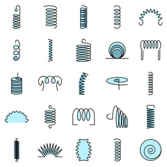 Wall Mural - Coil icon set. Outline set of coil vector icons thin line color flat isolated on white