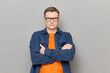 © Andrei Korzhyts - Portrait of serious mature man with glasses, wearing blue shirt