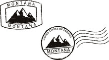 Black Postal Grunge Stamps ''Montana - United States Of America''.