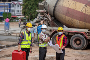 Sticker - Engineering team on the construction site