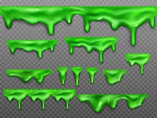 Wall Mural - dripping slime, green goo halloween ooze, mucus snot. falling syrup drops dribble down, sticky radio