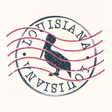 Louisiana Stamp Postal. Silhouette Seal. Passport Round Design. Vector Icon. Design Retro Travel. National Symbol.