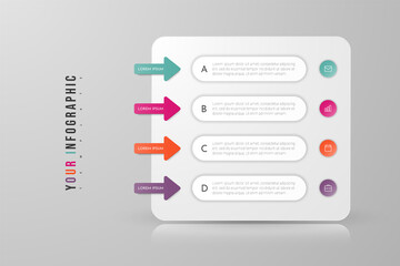 Poster - Infographic concept design with 4 options, steps or processes. Can be used for workflow layout, annual report, flow charts, diagram, presentations, web sites, banners, printed materials.