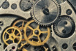 Clockwork gears wheels, close up view. Industry background.
