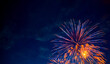 Fireworks display. 4th July fireworks. Fireworks display on dark sky background.