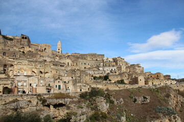 A complex of cave dwellings carved into the mountain. Sassi or rock caves.