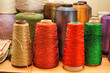 skeins of colored thread for weaving