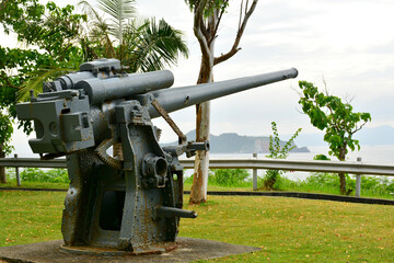 Japanese garden of peace anti aircraft display at Corregidor island in Cavite, Philippines