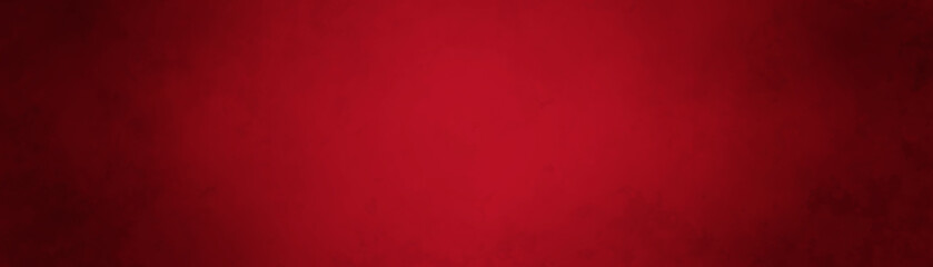Wall Mural - Red Christmas background texture design in panoramic banner or old vintage background template with shiny center and black vignette