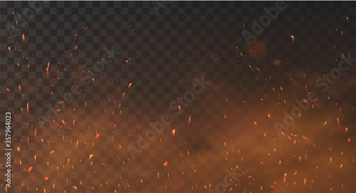 Cuadros en Lienzo Fire sparks background on a transparent background