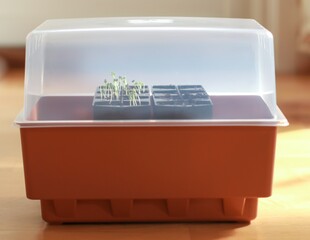 Poster - Closeup of Cultivating Tatsoi (Chinese cabbage)  in a grow box