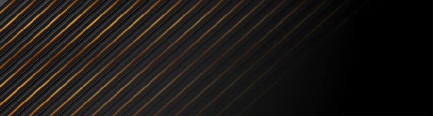 black and golden abstract geometric banner design. futuristic technology vector background