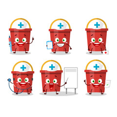 Poster - Doctor profession emoticon with sand bucket cartoon character