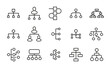 Simple set of hierarchy icons in trendy line style.