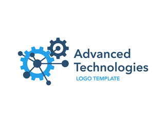Advanced technologies Engineering Industry Production Manufacturing logo template in creative futuristic gearbox form - vector corporative element
