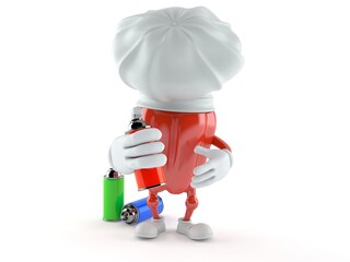 Canvas Print - Red pepper character with spray cans