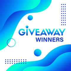 Wall Mural - giveaway winners. vector blue liquid background template for social media contest post