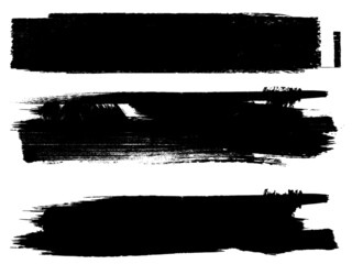 Grunge Paint Roller . Vector brush Stroke . Distressed banner . Black stripes isolated. paintbrush collection . Modern Textured shape . Dry border in Black . Bulge lines