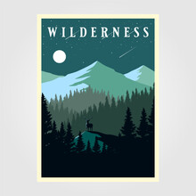 Adventure Mountain Camp Poster Wilderness Vector Illustration Design