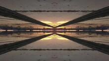 Kaleidoscope Montage Sunset Over Flooded Paddy Field.