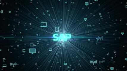 SAP System Software Automation concept on virtual screen data center. Business, modern technology, internet and networking concept.