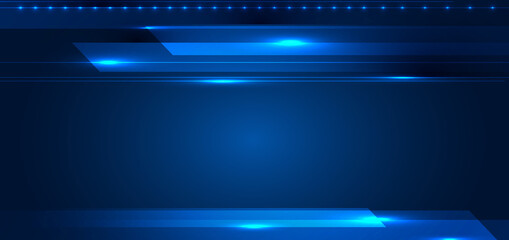 Abstract technology digital futuristic concept stripes lines with glowing light rays speed motion on dark blue background. Science energy.