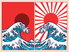 Japan Wave Illustration Design Poster