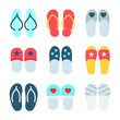 Flops and Slippers Color Vector Icons Set 