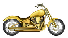 Golden Motorcycle On A White Background