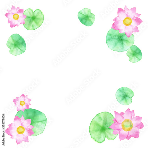 水彩イラスト 蓮の花のフレーム Vector De Stock Adobe Stock