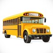 Vector yellow school bus  isolated on white background