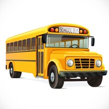Vector Yellow School Bus  Isolated On White Background
