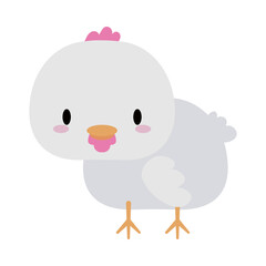 Wall Mural - cute hen baby kawaii, flat style icon