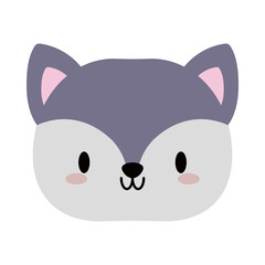 Canvas Print - head of fox baby kawaii, flat style icon